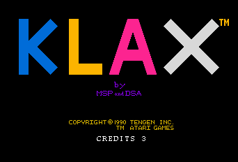 Klax title screen for TurboGrafx-16